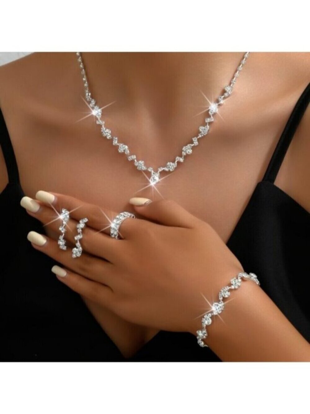 Silver Zirconia Necklace, Bracelet & Ring Set